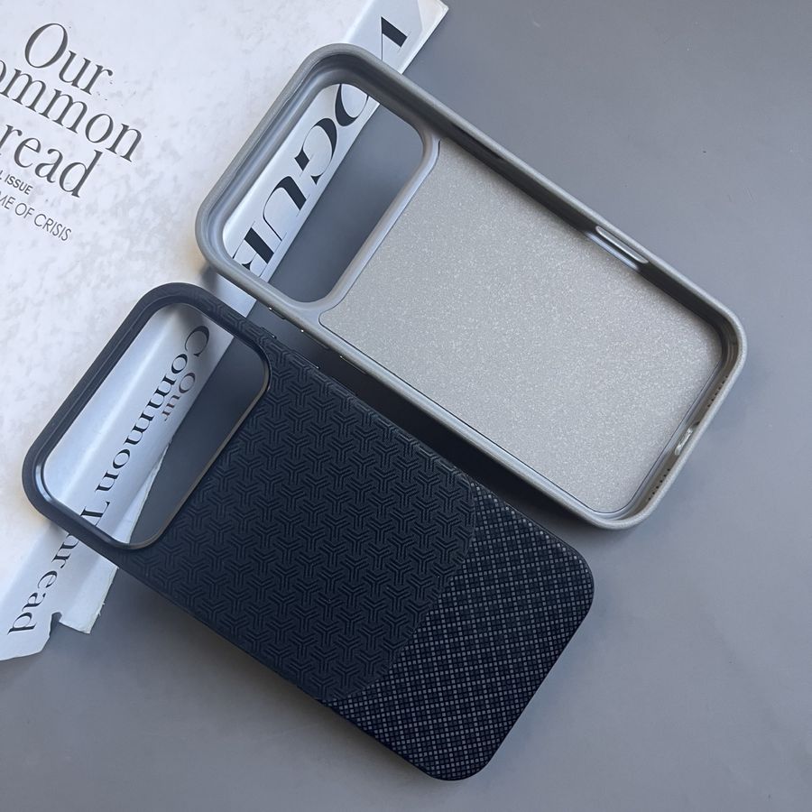 Debossed leather case with logo