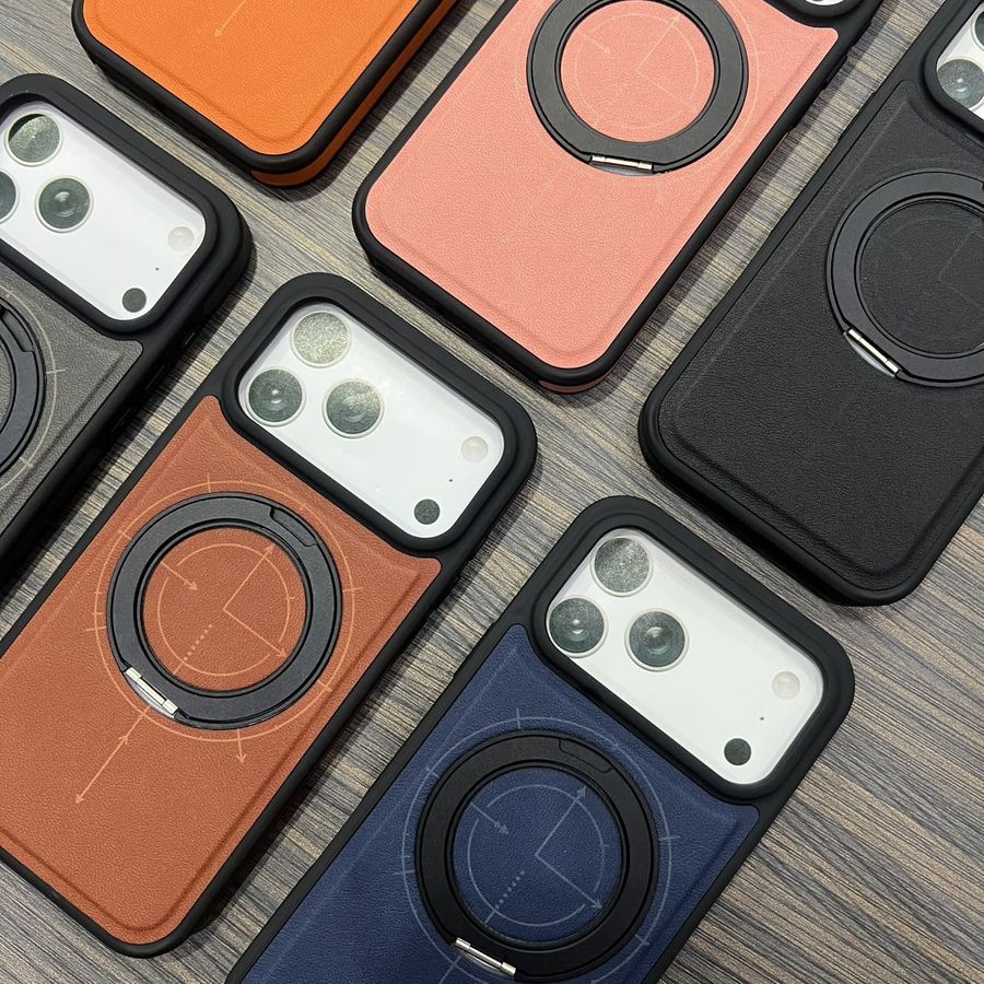 Kickstand case in use, standing position